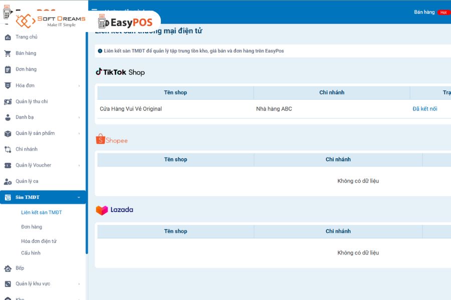EasyPOS hỗ trợ quản lý bán hàng đa kênh