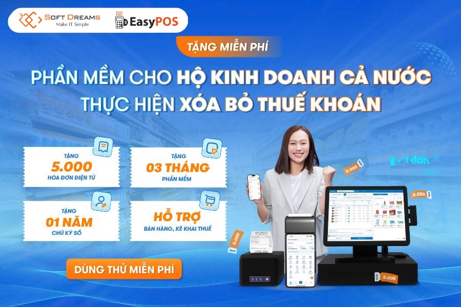 EasyPOS tặng phần mềm miễn phí cho tất cả hộ kinh doanh trên toàn quốc