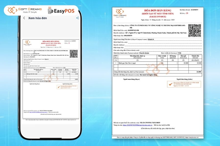 Xuất hoá đơn điện tử trên EasyPOS