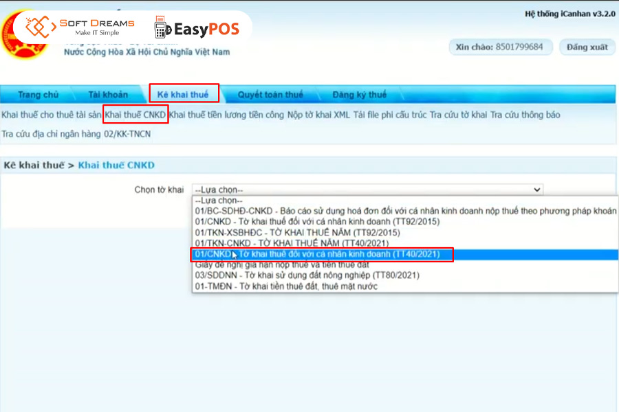 Nộp thuế online cho hộ kinh doanh trên hệ thống Thuế điện tử