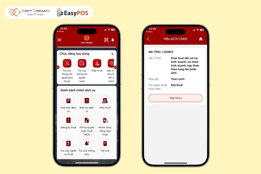 Nộp thuế trên eTax Mobile