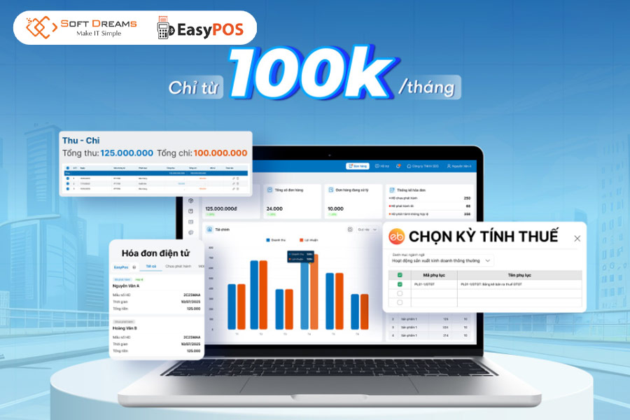 EasyPOS - Phần mềm quản lý bán hàng kê khai thuế dễ dùng, tiện lợi