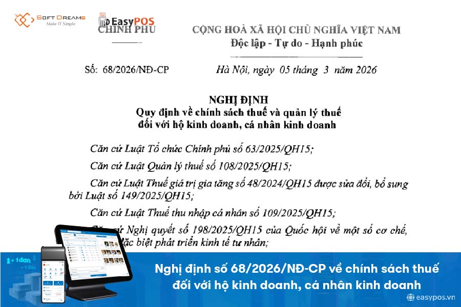 [Chính thức] Nghị định số 68/2026/NĐ-CP về chính sách thuế đối với hộ kinh doanh, cá nhân kinh doanh