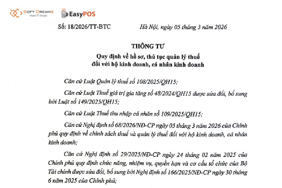 Thông tư số 18 về hồ sơ và thủ tục quản lý thuế cho HKD