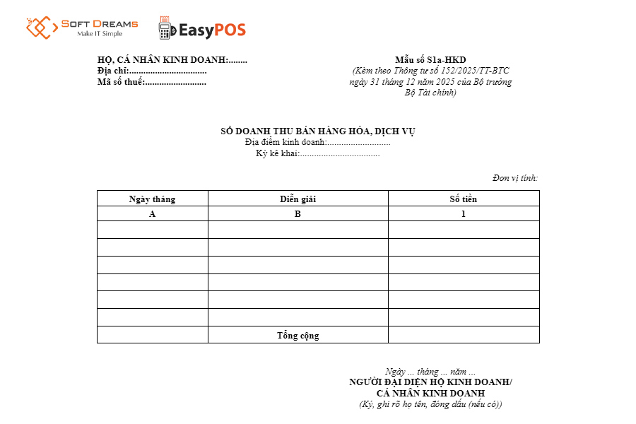 Hộ kinh doanh dưới 500 triệu phải lập sổ S1a-HKD