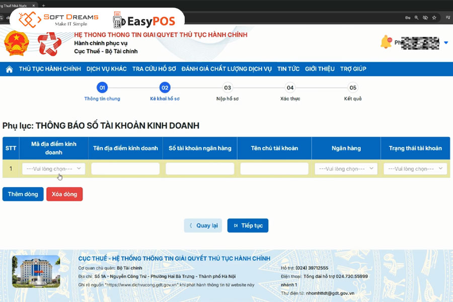 Hướng dẫn nộp Mẫu số 01/BK-STK qua Cổng Dịch vụ công 