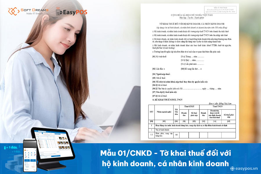 Mẫu 01/CNKD: Tờ khai thuế đối với hộ kinh doanh, cá nhân kinh doanh