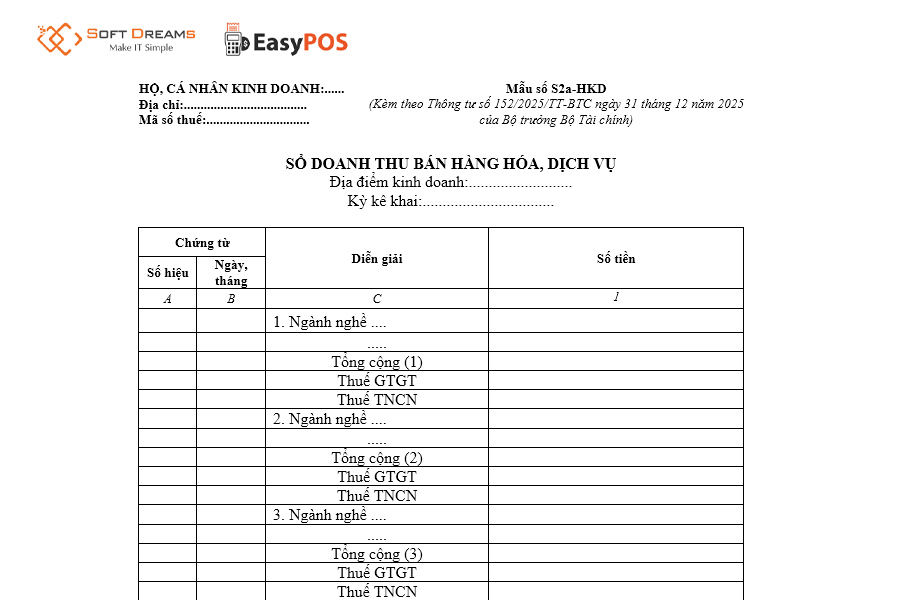 Mẫu số S2a-HKD được dùng để làm gì?