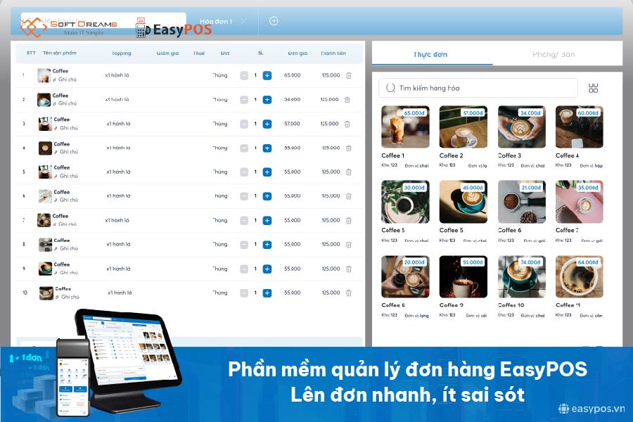 Phần mềm quản lý đơn hàng EasyPOS: Lên đơn nhanh, ít sai sót