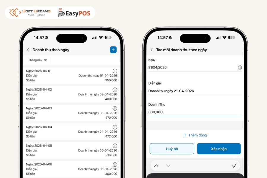 Xác định doanh thu dễ dàng với EasyPOS