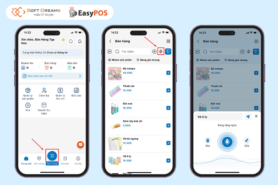 Cách tạo đơn bằng giọng nói trên EasyPOS chỉ với vài bước đơn giản 