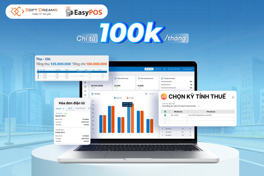 EasyPOS – Giải pháp quản lý bán hàng tích hợp kê khai thuế đơn giản 