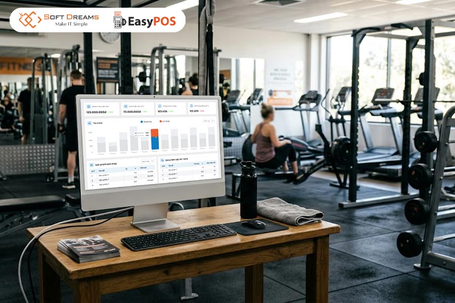 EasyPOS hỗ trợ quản lý bán gói tập, doanh thu và hội viên phòng gym 