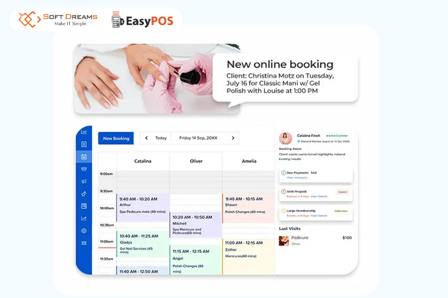 KIMEI Nail Salon Software hỗ trợ khách hàng tự đặt lịch online 