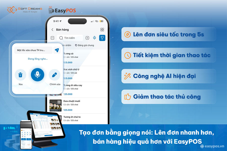 Tạo đơn bằng giọng nói - Lên đơn nhanh hơn, bán hàng hiệu quả hơn với EasyPOS 