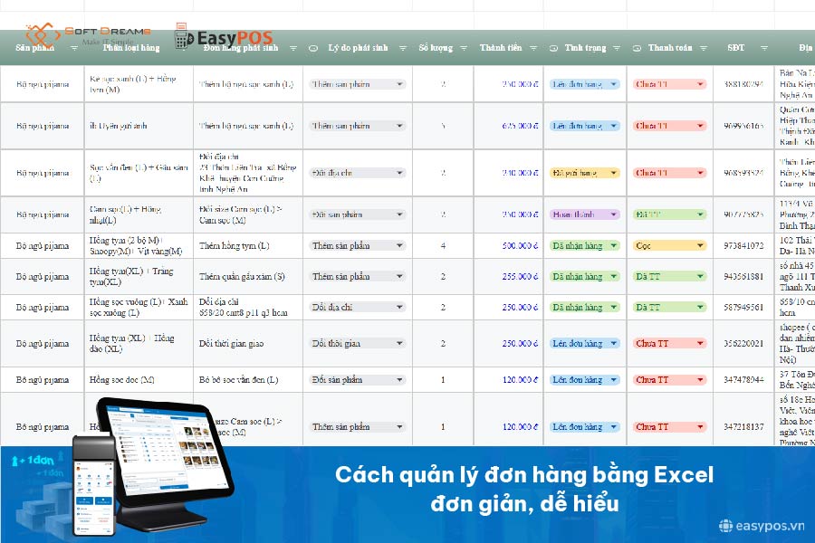 Cách quản lý đơn hàng bằng Excel đơn giản, dễ hiểu