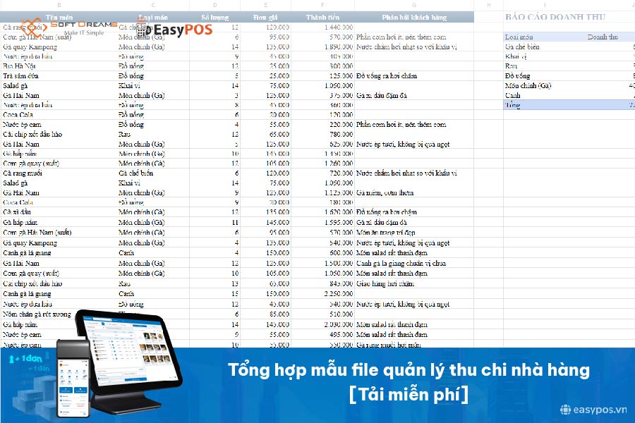 Tổng hợp mẫu file excel quản lý thu chi nhà hàng [Tải miễn phí]