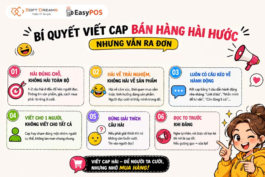 Làm sao viết cap hài hước nhưng vẫn hiệu quả bán hàng?