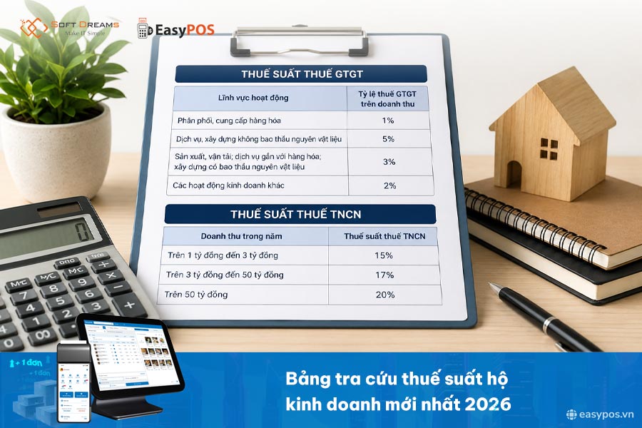 Bảng tra cứu thuế suất hộ kinh doanh mới nhất