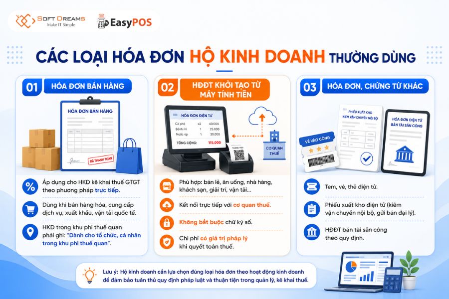Các loại hoá đơn hộ kinh doanh thường dùng
