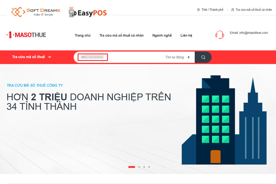 Nhập thông tin tại ô tìm kiếm