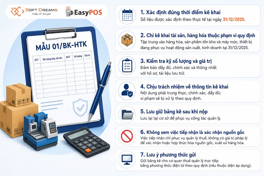 Lưu ý quan trọng khi kê khai Mẫu 01/BK-HTK
