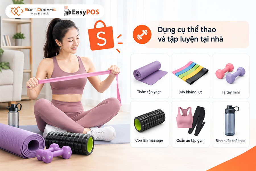 Bán gì trên Shopee? Dụng cụ thể thao tại nhà 