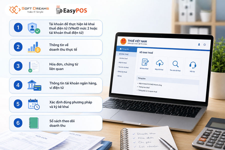 Hồ sơ, thông tin cần chuẩn bị khi kê khai thuế hộ kinh doanh online