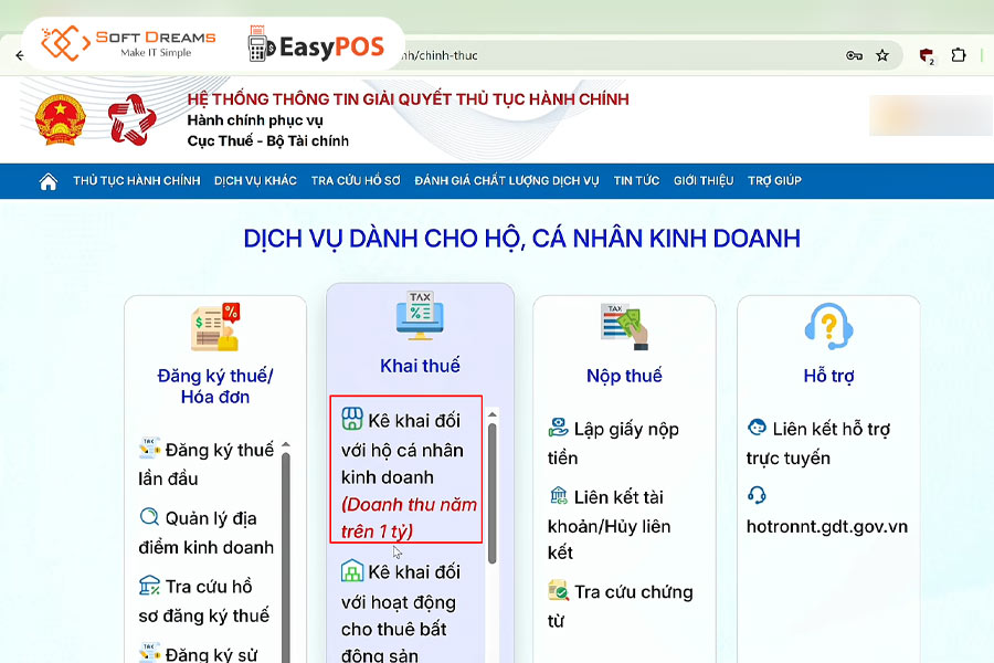 Hướng dẫn kê khai thuế hộ kinh doanh online