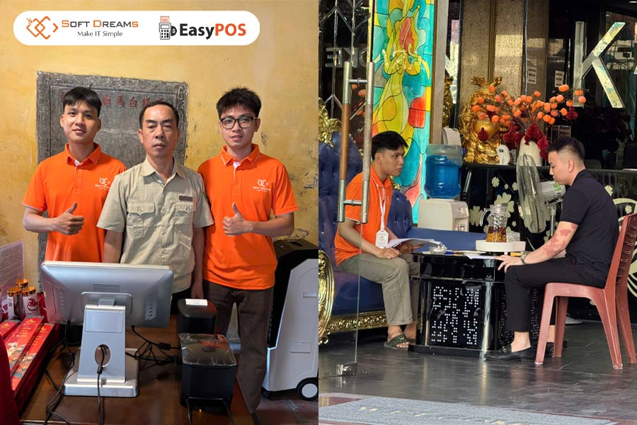 Đội ngũ EasyPOS trực tiếp hỗ trợ hộ kinh doanh tại Hà Nội triển khai phần mềm