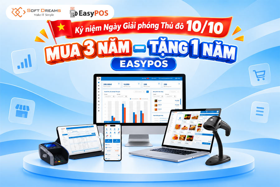 Mua gói EasyPOS 3 năm, tặng thêm 12 tháng sử dụng