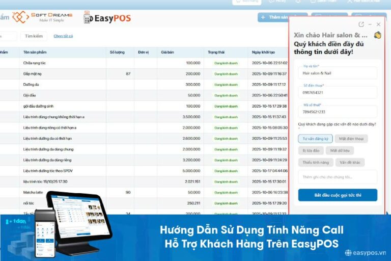 Hướng Dẫn Sử Dụng Tính Năng Call Hỗ Trợ Khách Hàng Trên EasyPOS