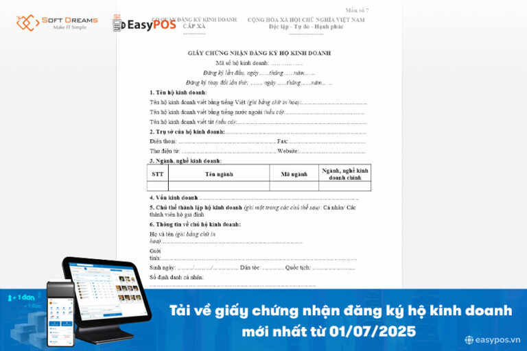 Tải về giấy chứng nhận đăng ký hộ kinh doanh mới nhất từ 01/07/2025