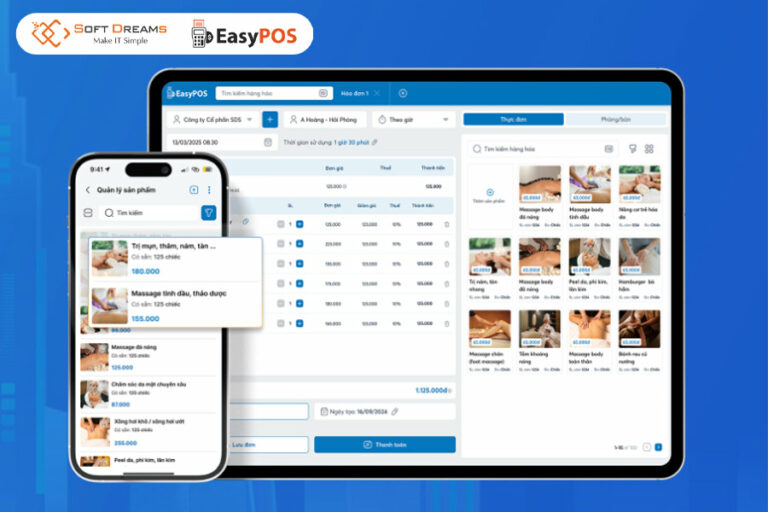 Phần mềm quản lý Spa EasyPOS: Quản lý bán hàng, kê khai thuế chuẩn luật