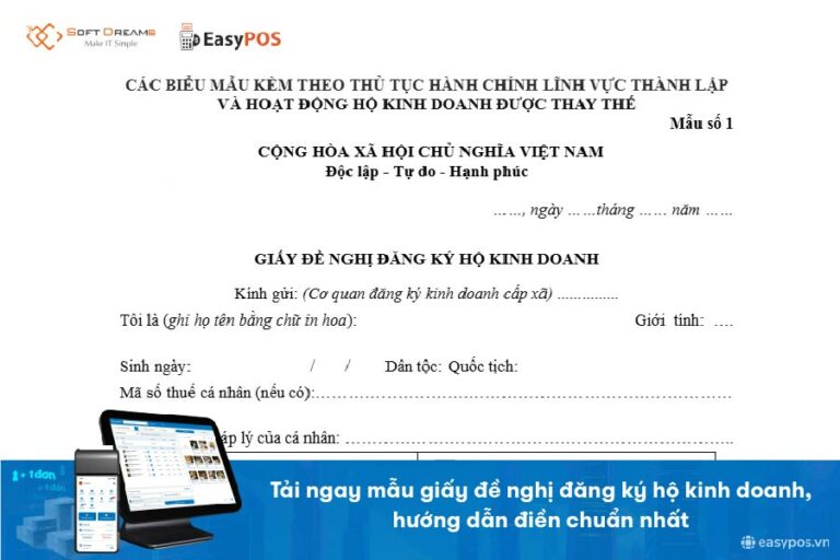 Tải ngay Mẫu giấy đề nghị đăng ký hộ kinh doanh [Hướng dẫn điền chuẩn nhất]