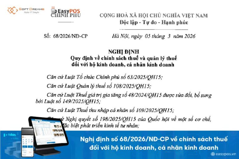 [Chính thức] Nghị định số 68/2026/NĐ-CP về chính sách thuế đối với hộ kinh doanh, cá nhân kinh doanh